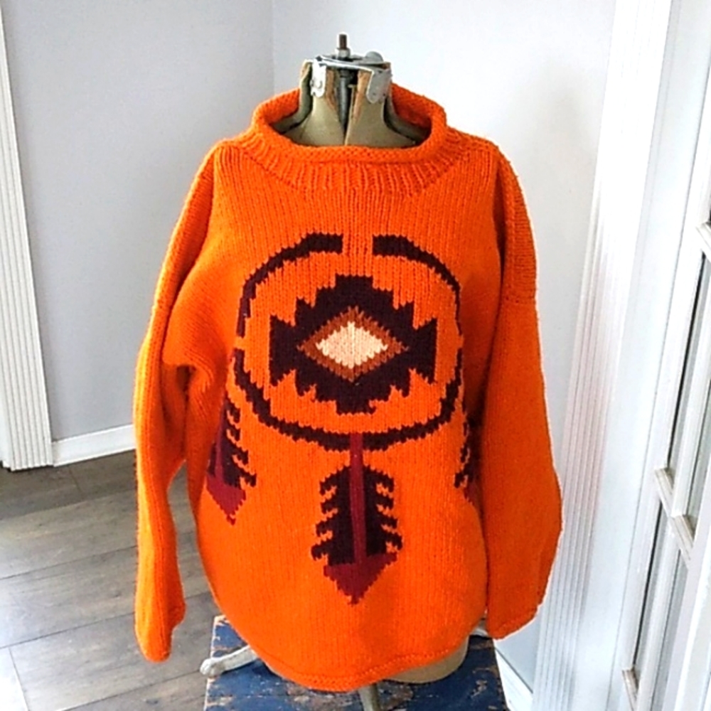 VTG Y2K CORAZA 100 % WOOL NAVAJO PRINT ROLLNECK SWEATER MENS XL